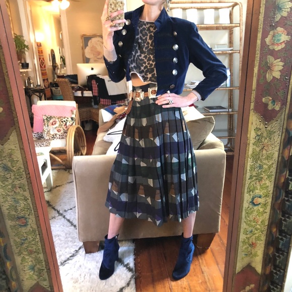 Vintage velvet cropped military jacket - Picture 6 of 7